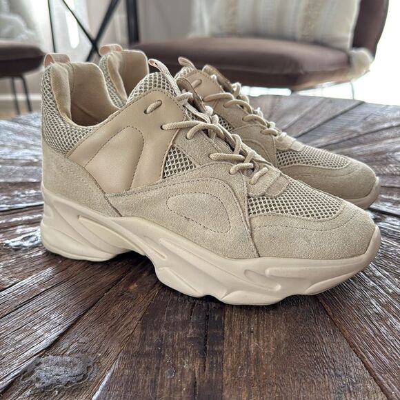 Steve Madden Movement Beige Multi Suede Leather Sneakers - Picture 6 of 10
